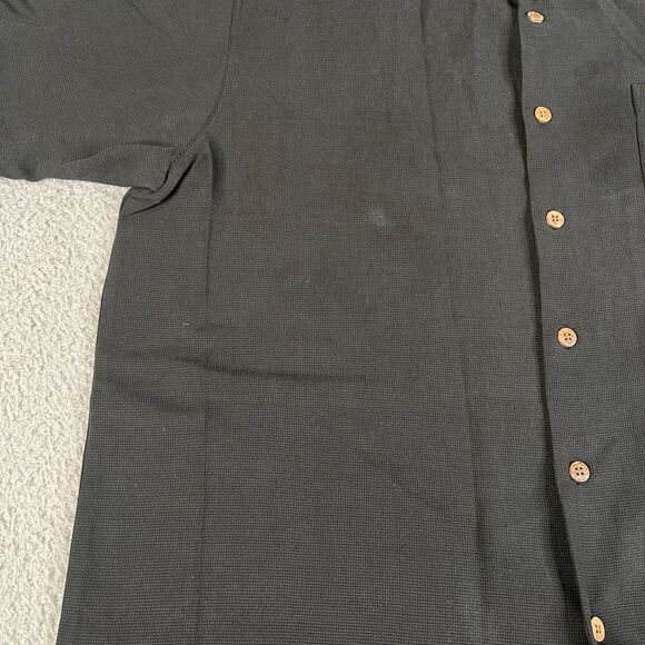 Tommy Bahama Shirt Mens XL Black Silk Martini Lounge Embroidered Camp Spellout - Picture 5 of 13